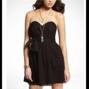 Express, black eyelet lace sweetheart strapless dress